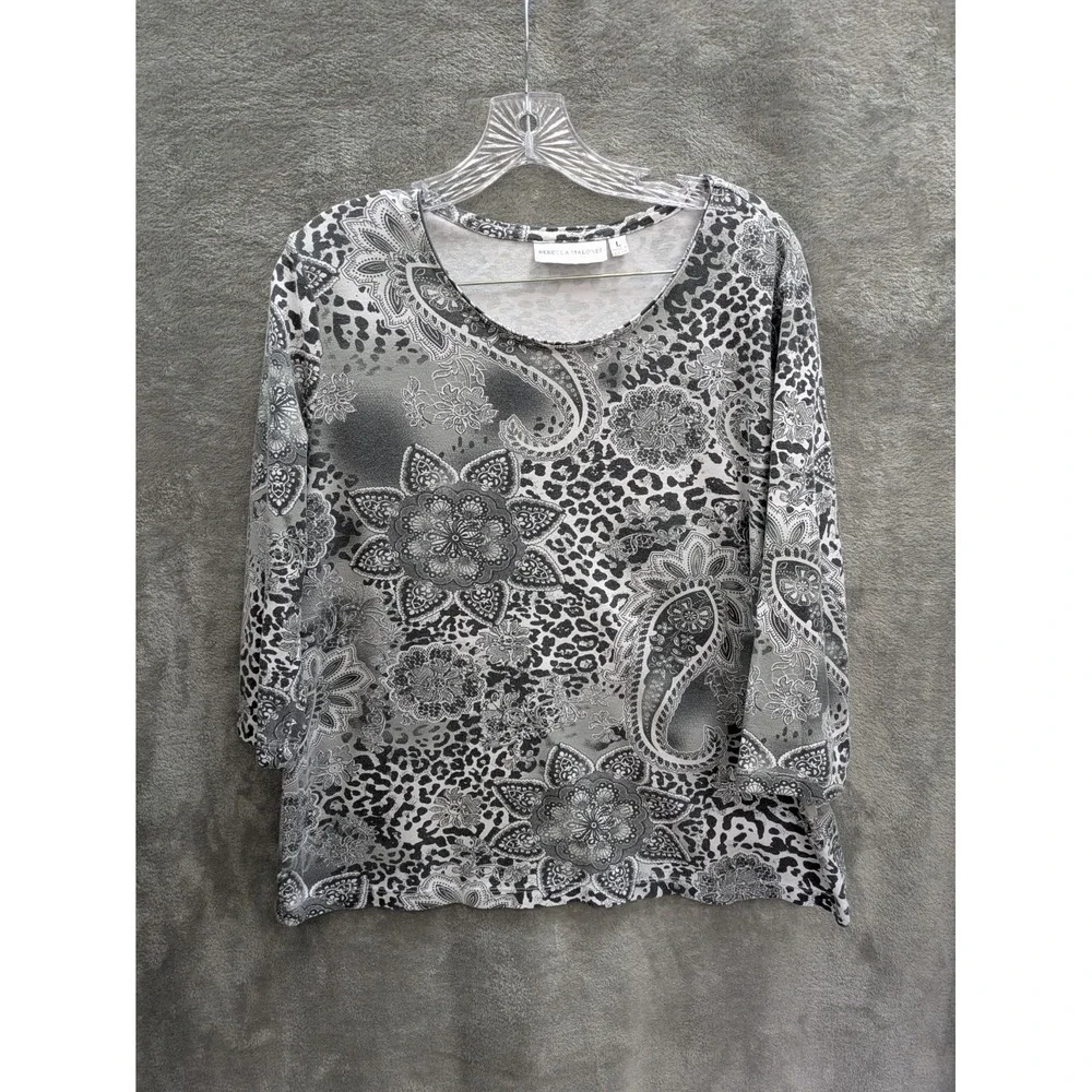 Casual Top Women's Large Paisley Floral Animal Mix Print‎